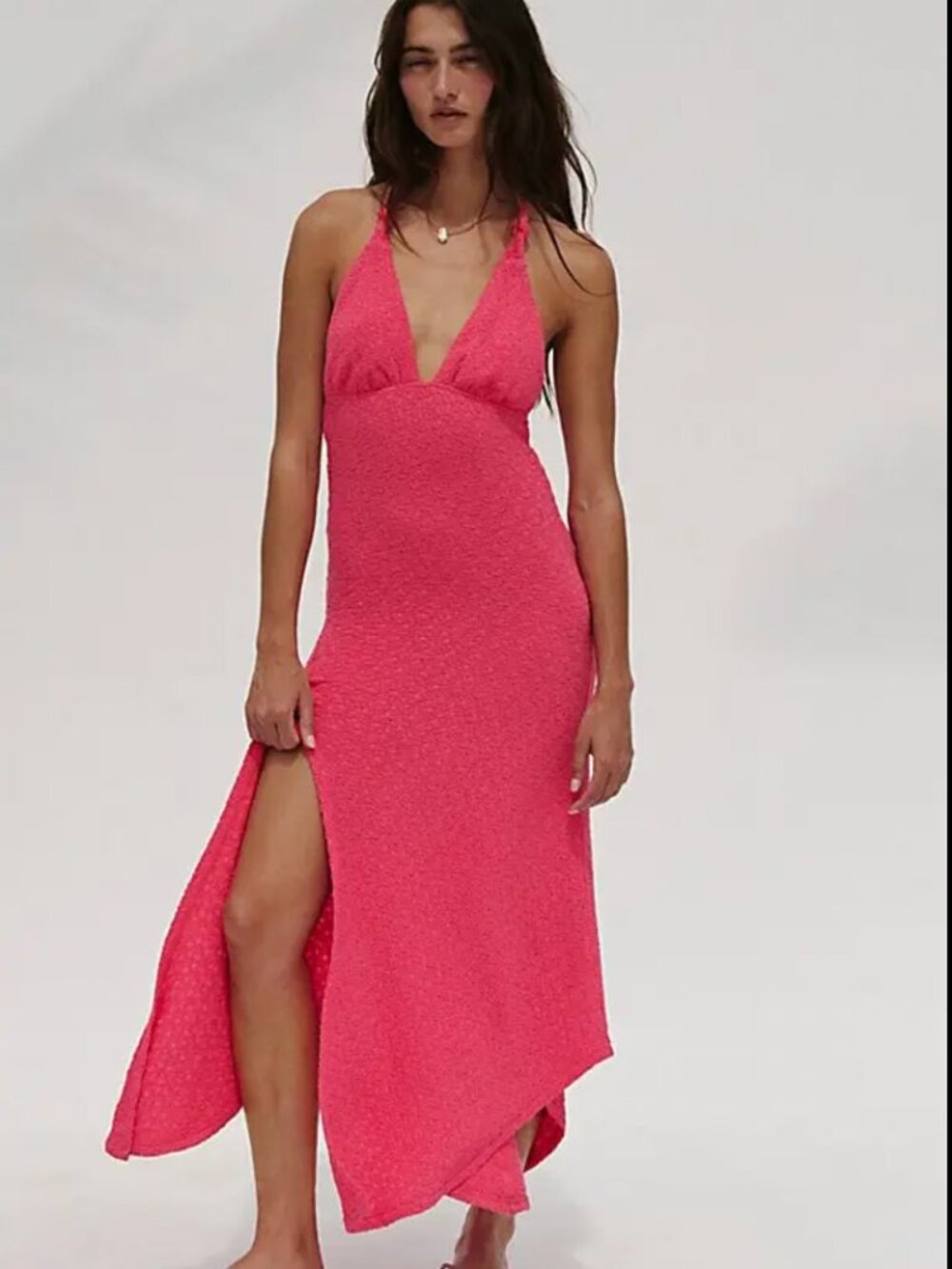 Free People Women's Amelie Midi Dress In Red - Size Large NWT